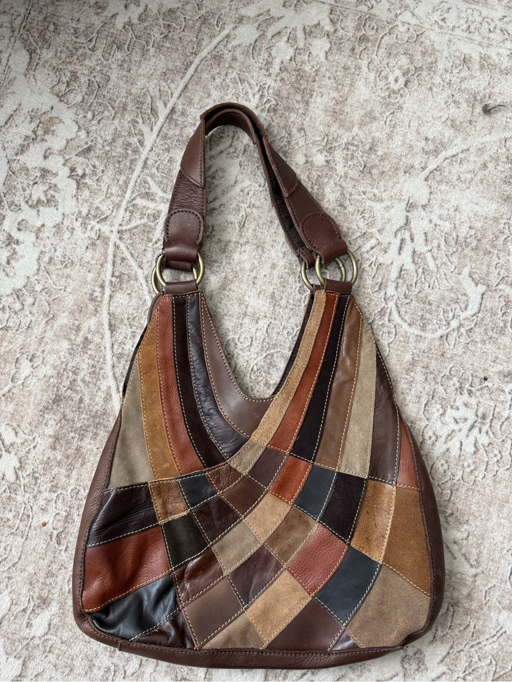 Patchwork Multi-Brown Leather Hobo Bag
